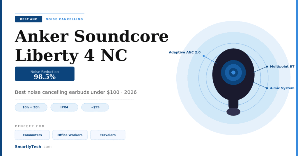 Anker Soundcore Liberty 4 NC noise cancelling earbuds under $100