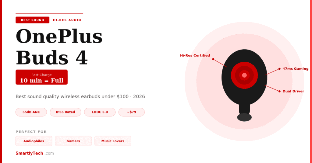 OnePlus Buds 4 best sound quality wireless earbuds under $100